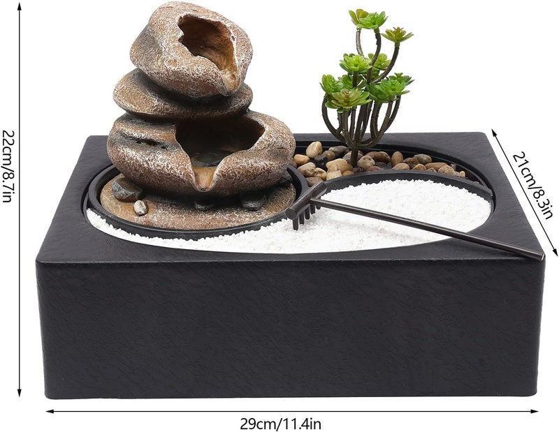 CaLaOCO Indoor Fountain Rockery Tabletop Fountain with an Tree Elaxation Water Feature Meditation Desktop Fountains for Home Office Decor or Giving 11.4' x 8.3'' x 8.7'' with LED Light - Image 2